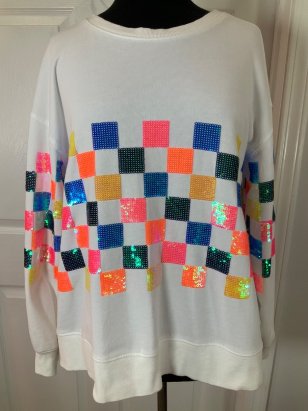 Fantastic Fawn Square Colorful Sequin Streetwear Party White Size Small - Picture 2 of 10